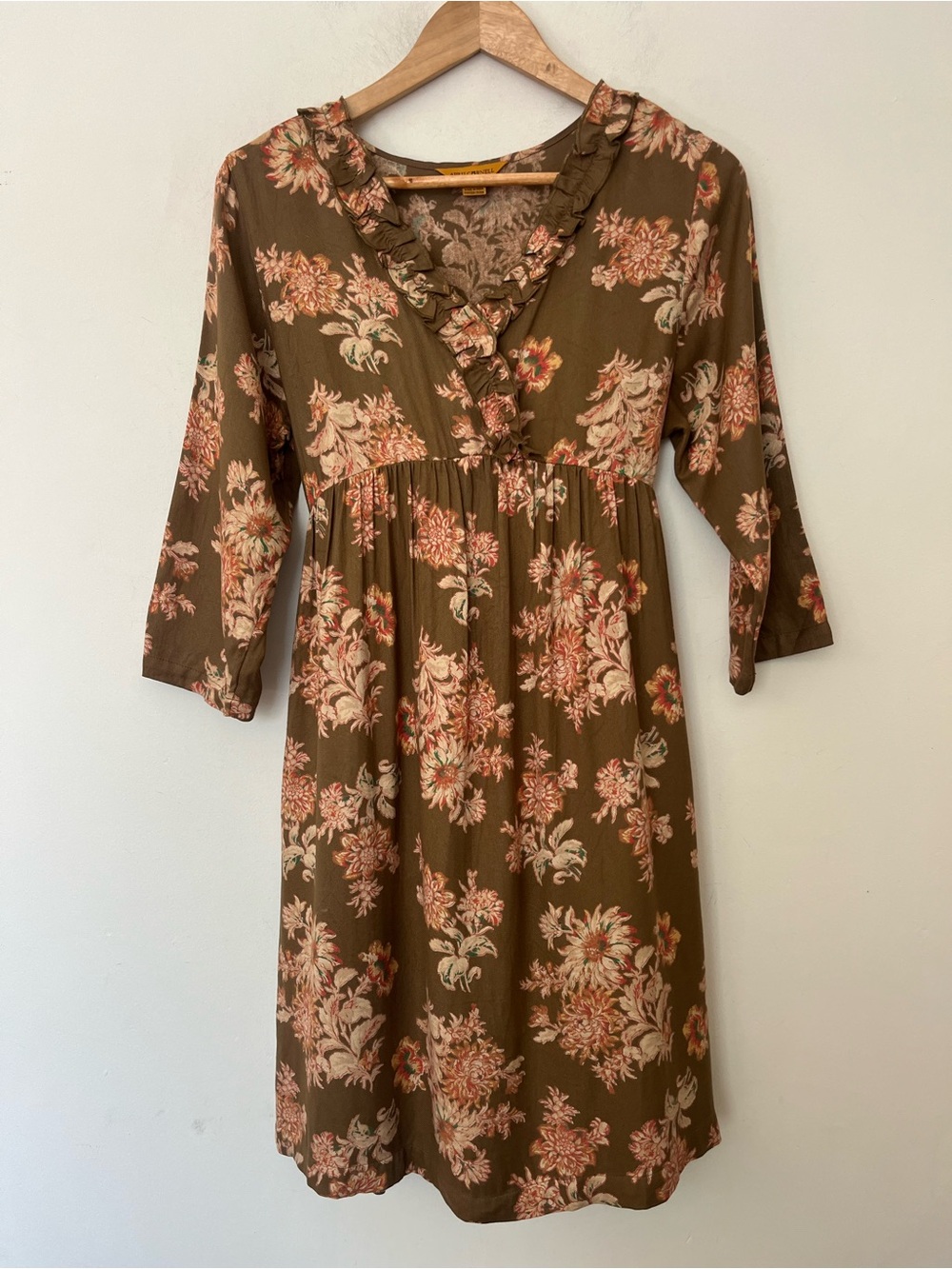April Cornell Brown Floral Prairie Dress Cottagecore Boho Size S - Picture 3 of 13